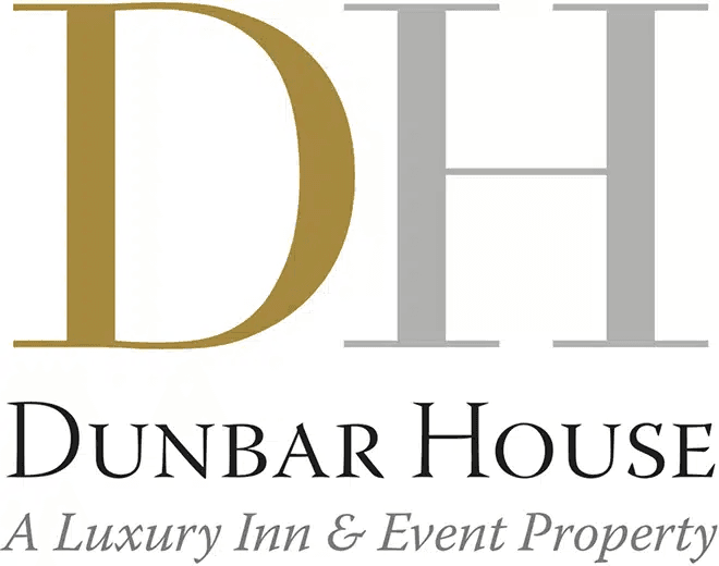 Logo of Dunbar House, a luxury inn and event property, featuring the letters "D" and "H" in gold and gray.